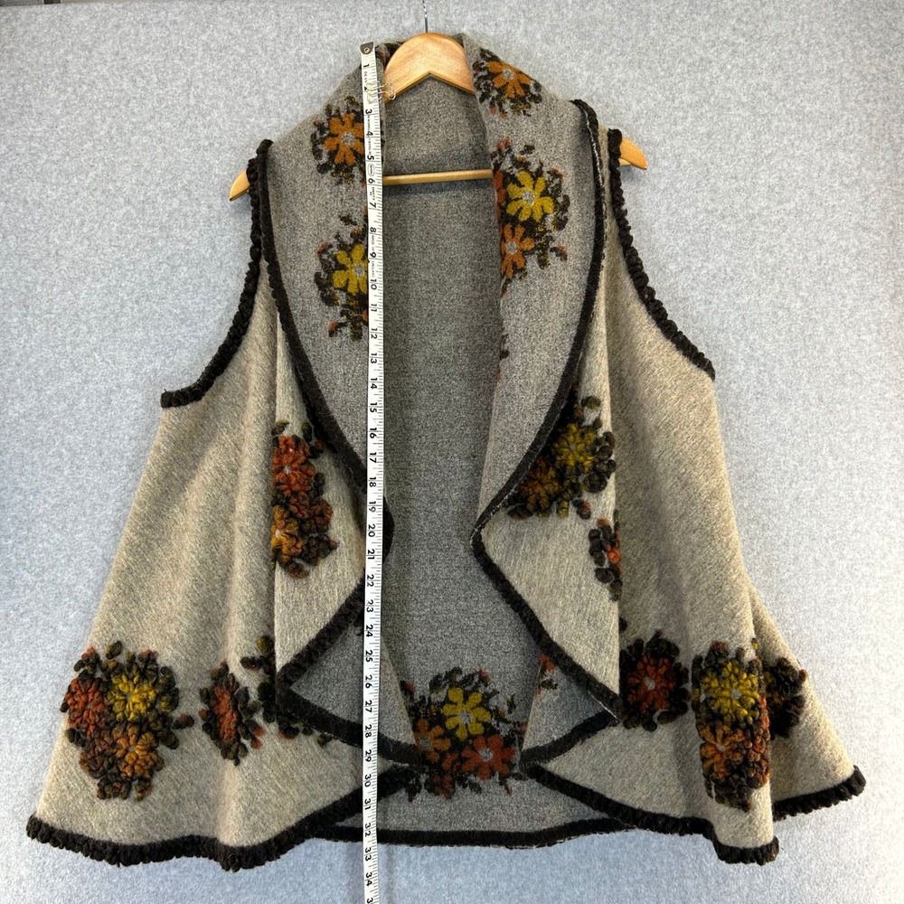 Boho Floral‎ Knit Vest Brown Neutrals Sleeveless Open Front Cardigan Womens OS - Picture 6 of 15